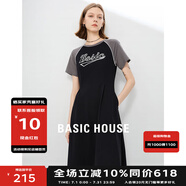 BASIC HOUSE/百家好美式復(fù)古學(xué)院風(fēng)連衣裙女2024夏季新款高端洋氣收腰中長(zhǎng)裙 黑色 M