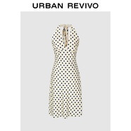 UR2025秋季新款女裝法式波點(diǎn)掛脖系帶露背連衣裙UWG750197