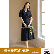 獨束大碼女裝法式V領(lǐng)復古波點(diǎn)連衣裙夏季新款微胖mm靈動(dòng)百搭女裙 優(yōu)雅黑 2XL (尺碼：4)