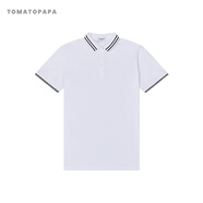 TOMATOPAPA春夏新款poloT恤簡(jiǎn)約線條打底翻領(lǐng)衫運(yùn)動(dòng)健身透氣體恤 白色 S