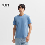 森馬（Semir）[純棉]短袖T恤男夏季簡約純色修身短t百搭t恤男 [100%棉]天空藍(lán)81126 L