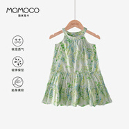 瑪米瑪卡（MOMOCO）女童夏裝連衣裙夏季純棉碎花棉布連衣裙 綠色滿(mǎn)印  90 