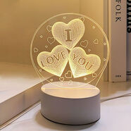 聚莜家父親節禮物小夜燈桌面裝飾品擺件送閨蜜爸爸媽媽生日結婚節日禮物 I LOVE YOU 三色暖光 【帶禮盒】