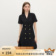 范思藍(lán)恩正式氣質(zhì)通勤連衣裙女夏季收腰顯瘦面試西裝裙 黑色 L