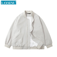 LAXSESU美式短款ma1飛行夾克男款春秋季夾克外套男cleanfit外套棒球服 淺卡其【春秋夾克】 XL 140-160斤