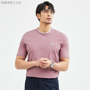 七匹狼（septwolves）圓領短袖T恤男夏季新款純棉凈色簡約透氣休閑男士上衣 408(淺梅紅) 3XL 185/100A