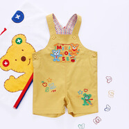 MIKIHOUSE 兒童背帶褲卡通彩色字母鉛筆熊牛仔背帶褲短褲 黃色 100 cm