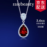rarebeauty【生日禮物送女友】紅石榴石寶石銀項鏈女士鎖骨鏈吊墜 3克拉項鏈 -現(xiàn)貨8倉配送-不刻字