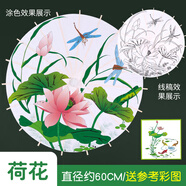 TMJD MISS油紙傘diy材料 兒童油紙傘diy材料繪畫(huà) 畫(huà)傘幼兒園空白扎染裝飾古 直徑60cm紙傘(荷花) 半穿 0cm