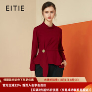 愛特愛（EITIE）秋冬新款商場(chǎng)同款時(shí)尚立領(lǐng)收腰短上衣套頭女羊毛打底衫6013722 紅蔓61 M 160