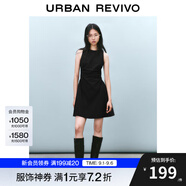UR七夕2025春季新款女摩登氣質(zhì)褶皺收腰顯瘦無(wú)袖連衣裙UYY750030# 黑色 XL