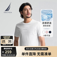 諾帝卡（NAUTICA）【單件直降】男裝25春夏新款索羅娜涼感汗布圓領(lǐng)T恤男TE5200 白色1BW S
