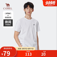 駱駝（CAMEL）情侶休閑T恤男女士透氣戶外運(yùn)動圓領(lǐng)印花百搭短袖夏季M13BZ00103