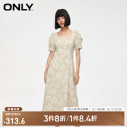 ONLY夏季氣質(zhì)復(fù)古方領(lǐng)泡泡袖中長款連衣裙女|124207007 HH5 米亞紋樣沙色 S 160/80A