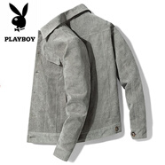 花花公子（PLAYBOY）夾克男外套男春秋款長袖上衣中青年商務(wù)潮牌純色休閑服時尚百搭 灰色 常規(guī)款 XL （135斤-145斤）