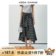 VEGA CHANG半身裙女2025年夏季新款美式休閑學(xué)院風(fēng)小眾設(shè)計感高腰格紋裙褲 黑白格紋（長裙） M