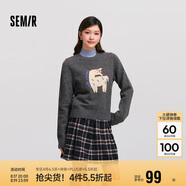 森馬（Semir）毛衣女提花衣服趣味潮流2024冬季圓領(lǐng)正肩毛衫甜酷風(fēng)109724107008