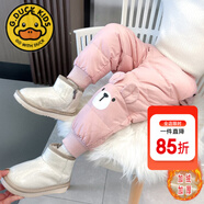 G.DUCKKIDS童裝女童棉褲冬款加厚外穿兒童加絨褲子防寒保暖寶寶冬裝休閑褲 熊耳朵棉褲粉色 90 建議80-90cm1歲半-2歲