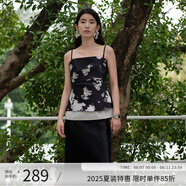 阿依蓮【商場同款】法式吊帶背心女可外穿2025夏季新款高端顯瘦無袖上衣 黑色 M