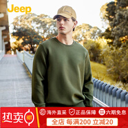 吉普（JEEP）吉普圓領加絨衛(wèi)衣男士新款美式休閑長袖T恤上衣男Y 軍綠 L