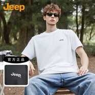 JEEP吉普冰絲液氨短袖T恤男款2025夏季圓領半袖體恤衣服男 白色 【官方】 M 建議 100-120斤