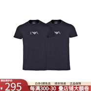 阿瑪尼（ARMANI）奢侈品男裝 男裝短袖t恤男士時(shí)尚休閑修身薄款微彈短袖T恤兩件裝 黑色 XL 155-175斤