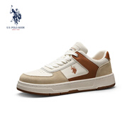 美國馬球協(xié)會(huì)（U.S.POLO ASSN.）夏季薄款男士板鞋2025年輕奢男士休閑鞋百搭厚底增高板鞋輕奢男鞋 米棕 39 (245mm)