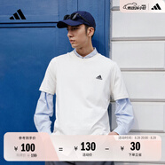 adidas情侶休閑純棉上衣圓領(lǐng)短袖T恤男女夏季阿迪達斯官方輕運動 米白 XL