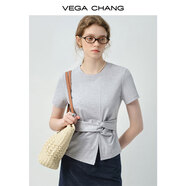 VEGA CHANG小個(gè)子連衣裙2025年夏裝新款不規(guī)則裙擺顯瘦t恤短裙子 銀河灰（T恤） M