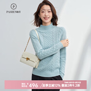 帕什【24新款新色】羊絨衫女半高領(lǐng)100%山羊絨7針加厚針織毛衣女PS-06 天青蘭 M(90-105斤)