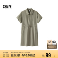 森馬（Semir）連衣裙女翻領(lǐng)燈籠袖休閑風(fēng)2025夏季防曬收腰短裙戶外109325114027