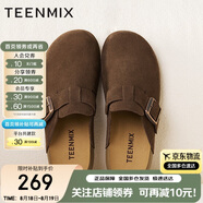 天美意女勃肯鞋一字拖鞋2025夏新款 咖色包頭拖（男款） 40