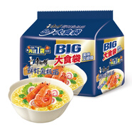 康師傅 方便面 大食袋鮮蝦魚(yú)板面五連包139g*5 泡面袋裝速食 方便食品