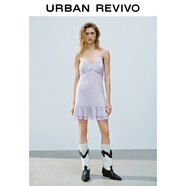 UR2025夏季新款女裝田園波嬉風(fēng)撞色碎花吊帶連衣裙UYY750070 淺紫色印花 M