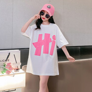 京濮飛女童夏季短袖T恤韓版寬松棉大童DressesForGirls 白色 120 cm