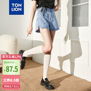 唐獅（TonLion）2023牛仔短褲女高腰多扣小開叉 淺牛仔藍(lán) 27 