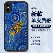 霸時(shí)代 適用 iPhoneXSMAX手機(jī)殼蘋果xsmax保護(hù)套xmax全包復(fù)古油畫軟殼小羊皮防摔外殼女男款黑色星空泛舟