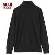無(wú)印良品 MUJI 女式 天竺 高領(lǐng)毛衣 W7AA871 秋冬長(zhǎng)袖針織衫 黑色 M
