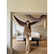 EIA一堯【高智美學(xué)】老錢(qián)風(fēng)連衣裙秋溫柔優(yōu)雅千金感兩件套套裝裙 【卡其色】高個(gè)子兩件套披肩+吊帶裙 S 85斤—100斤【一堯穿高個(gè)子S碼】