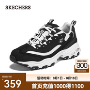 斯凱奇（Skechers）奶茶熊男鞋老爹鞋情侶百搭休閑熊貓鞋男輕便 黑色/白色/BKW 42.5
