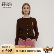 Teenie Weenie小熊針織開衫女春季軟糯舒適簡約休閑通勤針織毛衣外套女 棕色 S (160)