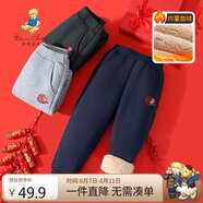 Classic Teddy精典泰迪兒童褲子男女童加絨加厚長褲中大童新年保暖褲 深藍(lán) 160 
