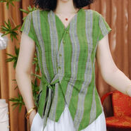 如續爆款闊太太小衫中老年國風(fēng)薄款T恤夏季新款短袖洋氣顯瘦百搭 綠色【原版正品】 L 建議85-105斤