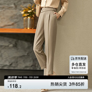 尚都比拉設(shè)計(jì)感不對(duì)稱腰袢休閑褲女小個(gè)子百搭顯瘦九分褲子 摩卡色 S 