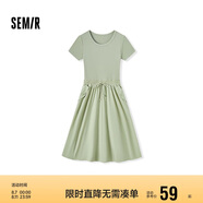 森馬連衣裙女修身收腰夏季假兩件圓領(lǐng)拼接針織長(cháng)裙101324114016