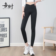 每時女裝秋季打底褲女瑜伽彈力褲外穿緊身鯊魚皮長褲子女6319黑M
