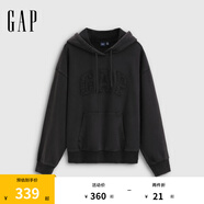 Gap女裝2025秋季新款logo重磅毛圈寬松蝙蝠袖連帽衛衣上衣795440 黑色 XS (155/80A)亞洲尺碼