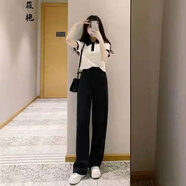 洋氣款減齡春秋季套裝女款小個子氣質(zhì)搭配含棉春秋季套裝女學(xué)生韓版polo衛(wèi)衣外套女闊腿褲時尚套裝潮 上衣+褲子【短袖套裝】 M 建議95-110斤