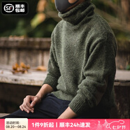 馬登工裝 美式復(fù)古純色保暖高領(lǐng)針織衫馬海毛毛衣秋季個(gè)性打底衫男 綠色 L