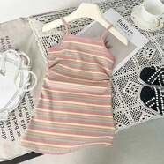 冉旻純女童條紋吊帶裙女寶寶連衣裙韓版夏季新款童裝兒童薄款裙子夏裝潮 彩虹條吊帶裙 80 cm